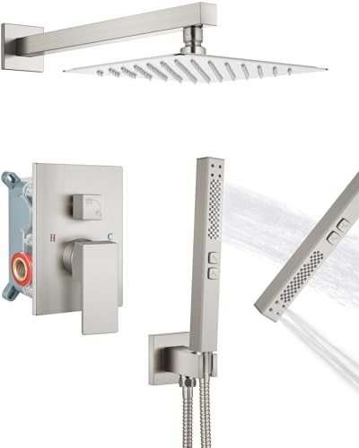 GBBNE Shower Faucet Set 8-Inch Rain Shower System Brushed Nickel
