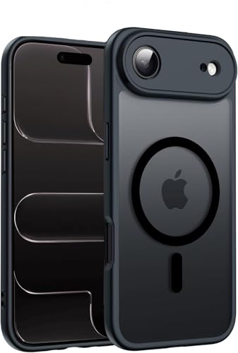 Image of Elzzi Magnetic for iPhone 17 Air Case (Compatible with MagSafe)(with Camera Lens Protection) Slim Translucent Matte Shockproof with Anti-Fingerprint Phone Case,Black