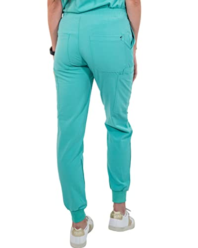 Image of Mim Jogger Scrub Pants for Women, Skinny Leg Joggers, Burgundy, Black, Navy Blue, Green