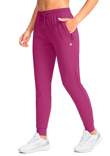 G Gradual Women's Joggers Pants with Zipper Pockets Tapered Running Sweatpants for Women Lounge, Jogging(Rosy,XL)