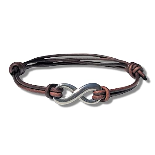 Adjustable Infinity Leather Bracelet With Stainless Steel Charm For Men And Women #TOP6