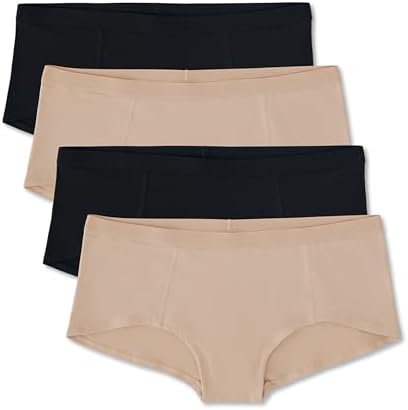 Pact Organic Cotton Women's Everyday Boy Short Underwear, 4 Pack