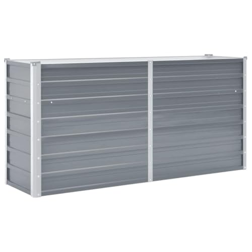 vidaXL Hochbeet Verzinkter Stahl 160x40x77cm Grau Gartenbeet Frühbeet Garten vidaXL Hochbeet Verzinkter Stahl 160x40x77cm Grau Gartenbeet Frühbeet Garten