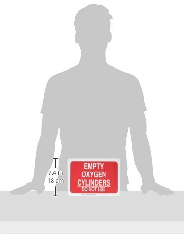 Brady 125644 Chemical and Hazard Sign, Legend "Empty Oxygen Cylinders Do Not Use", 7" Height, 10" Width, White on Red