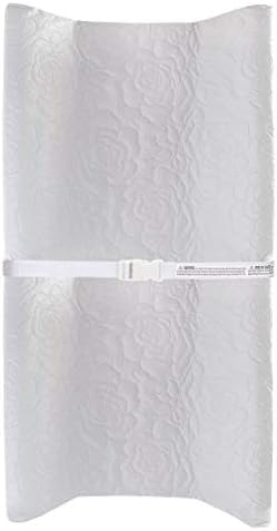LA Baby Contoured Waterproof Diaper Changing Pad, 30" with Easy to Clean Quilted Cover - Made in USA. Non-Skid Bottom, Safety Strap, Fits All Standard Changing Tables/Dresser Tops, White