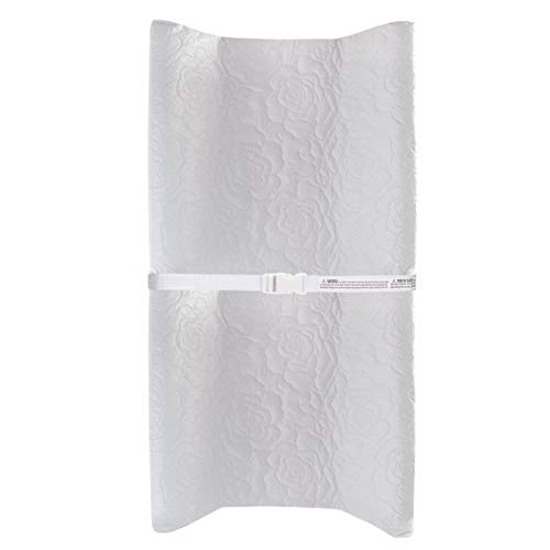 LA Baby Contoured Waterproof Diaper Changing Pad, 30" with Easy to Clean Quilted Cover - Made in USA. Non-Skid Bottom, Safety Strap, Fits All Standard Changing Tables/Dresser Tops, White