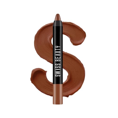 Image of Swiss Beauty Matte Long Lasting Stay Maxx Lip Crayon Lipstick | Matte Finish | 12-Hour Stay | Smudge Proof | Lightweight | Shade-Chocobar, 3.5g