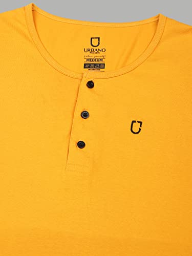 Image of Urbano Fashion Men's Solid Henley Neck Slim Fit Full Sleeve Cotton T-Shirt
