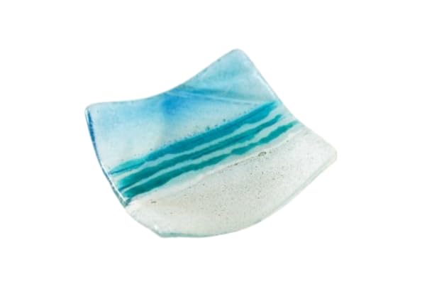 1 Turquoise Sea Beach Glass Ring Dish Trinket 10cm (4") - Handmade by Matt Adkins in Dorset, UK