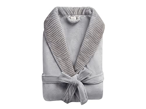 Sioro Womens Plush Fleece Long Robe,Warm Flannel Fuzzy Bathrobe For Women Winter Fluffy Nightgown,Medium,Light Grey #TOP4