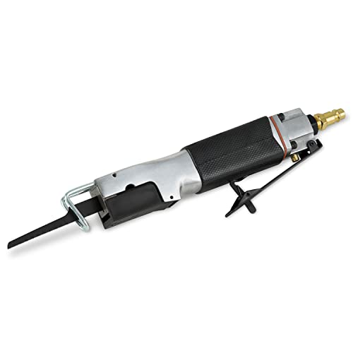 EBERTH Scie à Carrosserie Pneumatique Scie Sauteuse Scie à Air Comprimé pour Acier, Aluminium, Plastique, Scie à Tôle, 10.000 Coups/Min, 2X Lame de Scie, Raccord d'air Comprimé 1/4', 6 Bar