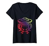 Photo Gallery donna disco volante ufo colorato believer alien maglietta con collo a v Photo Gallery donna disco volante ufo colorato believer alien maglietta con collo a v