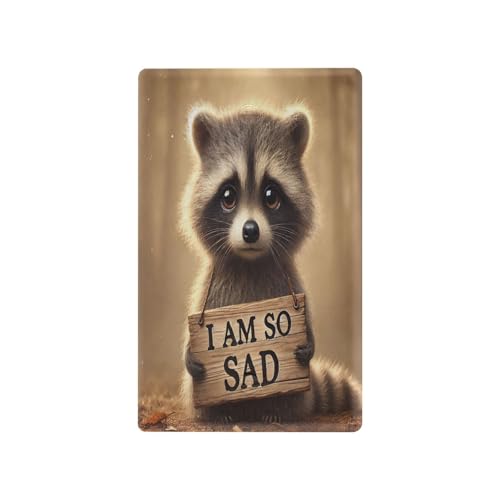 Raccoon Sadness Light Switch Cover Decorative Receptacle Outlet Wall Plate Guard Plastic Wall Outlet Cover for Home Decor Room Bedroom Bathroom (Unused Outlet Cover)