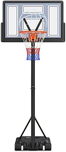 Yohood Basketball Hoop Outdoor 10ft Adjustable, Portable Basketball Hoop Goal System for Kids Youth and Adults in Backyard/Driveway/Indoor, 44 Inch Shatterproof Backboard