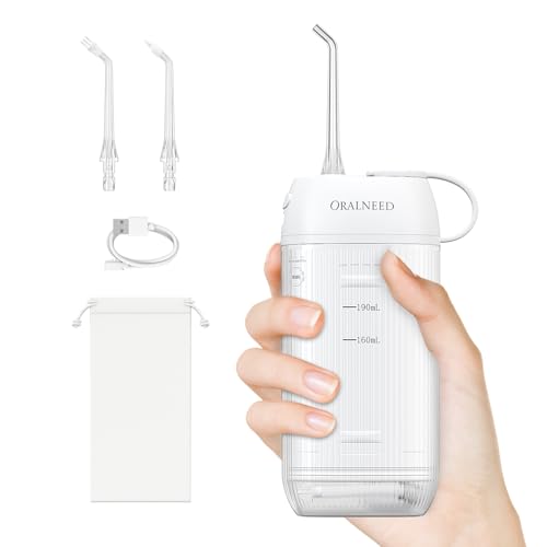 Oralneed Mini Irrigador Dental Portátil de Agua,Irrigador Bucal Portátil Magnéticamente, Depósito de Agua Retráctil,3 Modos,Irrigador Bucal impermeable IPX7,Adecuado para el Hogar y Viajes(Blanco)