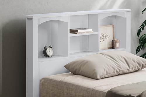American Furniture Classics Twin Sized Bookcase Headboard Platform, Casual White Laminate - Thumbnail 2
