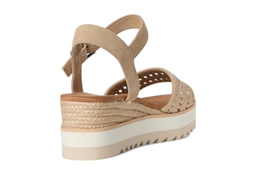 Image of TOMS Women's Diana Wedge Heel Sandal, Leather Upper, Rope-Wrapped Midsole, Adjustable Strap, Buckle, OrthoLite Insole