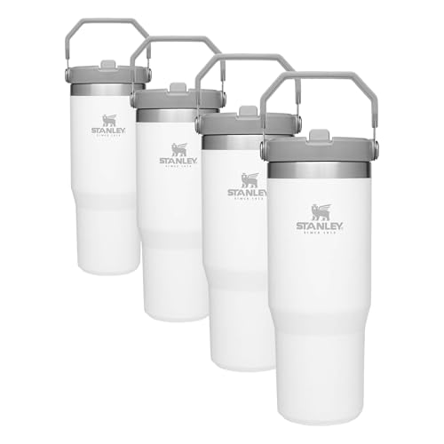 Image of Stanley IceFlow Flip Straw Tumbler with Handle 30 oz | Twist On Lid and Flip Up Straw | Leak Resistant Water Bottle | Insulated Stainless Steel |BPA-Free | Polar (Pack of 4)