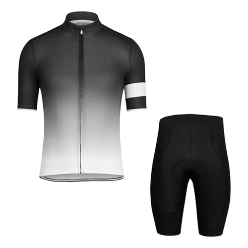 Generisch Conjunto de maillot de ciclismo para hombre, manga corta, degradado, ropa de ciclismo, maillot de triatlón, transpirable, elástico, secado rápido, traje de ciclismo, Blanco, M