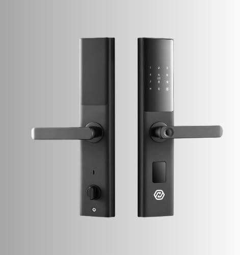 Image of HAZON Smart WiFi Door Lock, Fingerprint, App, Pincode, OTP, RFID Card, Manual Key Access, Black (Black)