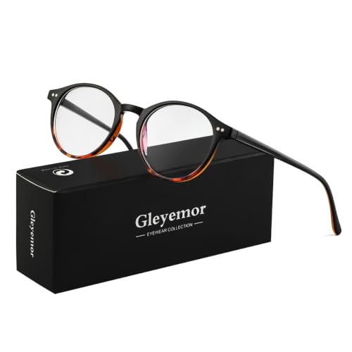Image of Gleyemor Blue Light Glasses for Men Women, Vintage Round Frame Eyeglasses | Blue Light Blocking Glasses, Lightweight TR90 Frame, Work Gaming Daily Screen Office Computer Use