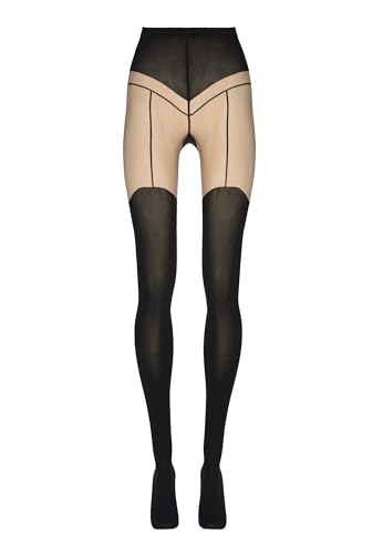 Wolford Garter Belt Tights For Women 40 Denier Sheer-Opaque Matte Pantyhose With Soft Knitted Waistband Circular Knit Design4