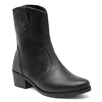 Bota Feminina Texana Cano Médio Curto Casual Leve e Macia Salto Baixo Confortável - Preto/37