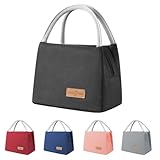 Small Lunch Bag for Women Men Adult, Insulated Lunch Containers Box Bag Waterproof Portable, Reusable Lunch Tote Bags for Work, Outdoor (Black)