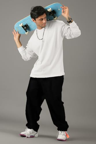 Image of Oversized Cotton Plain Full Sleeve Round Neck T Shirt for Men