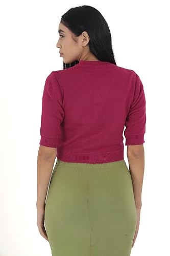 Image of Women Winter Wear V-Neck Half Sleeves Regular Fit Woollen Blouse