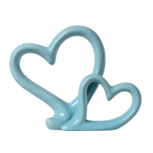 Estatua decorativa moderna de corazón en porcelana azul