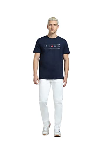 Image of JACK & JONES Men's Cotton Printed Slim Fit Crew Neck T-Shirt