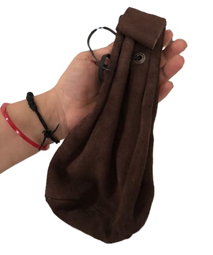 Generic Medieval Suede Drawstring Dark Brown Pouch Bag, Ideal for SCA LARP Reenactment & Ren Fair, Leather Drawstring Pouch Bag, Renaissance Pouch Bag3