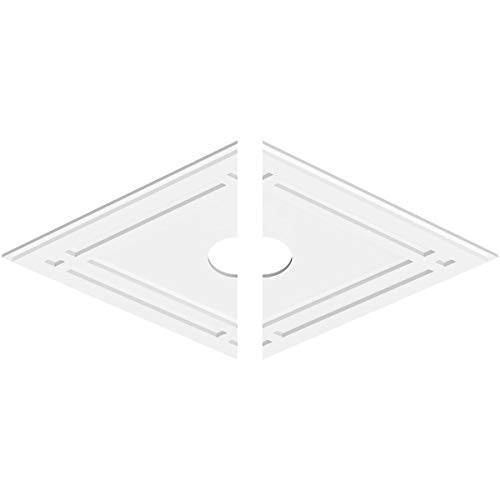 Image of Ekena Millwork CMP40X26DD2-05000 Diamond Architectural Grade PVC Contemporary, Two Piece Urethane Ceiling Medallions 40 inchW x 26 5 /8 inchH x 5 inchID x 14 inchC x 1 inchP