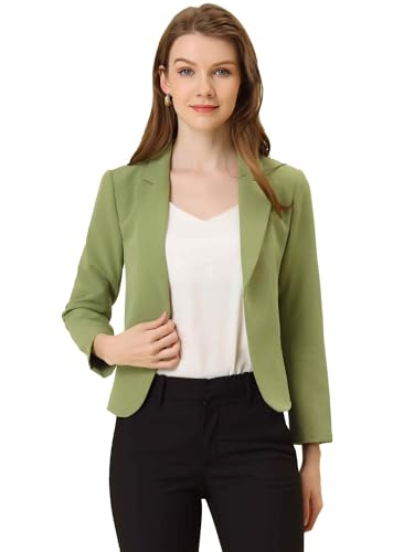 Allegra K kvinnors öppen front kontor arbete business magdräkt blazer jacka, Avokado grön-solid, M