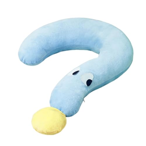 AIMALL Pet Support Pillow, Dog & Cat Comfort Cushion, Blue Question Mark Shape with Yellow Ball, Soft Plush Material with High Elastic PP Cotton, 24.4 x 15.3 Inches