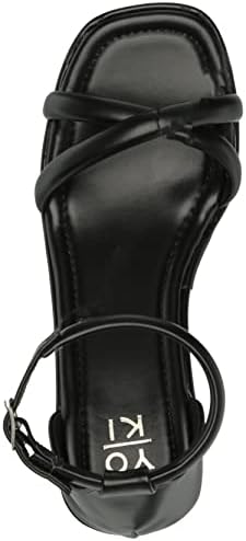 YOKI DUSKY-11 Women's Crisscross Strap Wedge, Black, 8.5 M US | Image 4