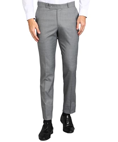 Image of GHPC Stylish Slim Fit Polyester Lycra Stretchable Formal Pant for Men | Mens Fashion Checkered Wear Dress Trousers Pants for Office or Party