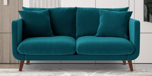 Image of Rejol Velvet 2-Seater Sofa Luxurious Comfort for Living Rooms and Offices (Teal Blue, 2 Seater)