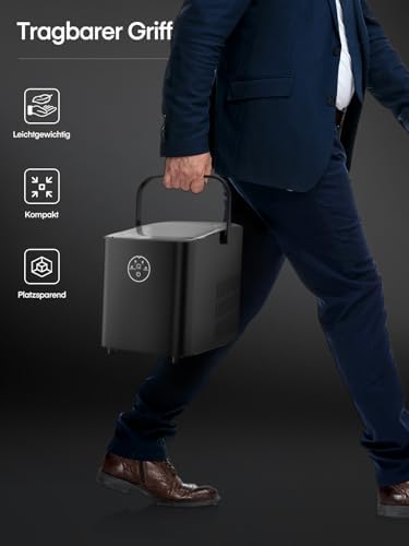 Bild 3 - FOHERE Eiswürfelmaschine 14kg 24 Stunden, Eiswürfel in 5 Min, 2 Größen von Bullet Ice, Selbstreinigender Eiswürfelbereiter mit Griff, Eisschaufel u. Korb, Ice Maker für Party Büro RV (Tiefschwarz)