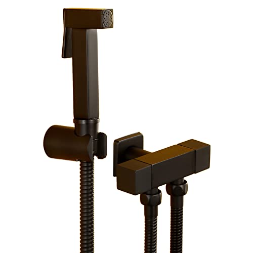 Kit bidet portable noir pour WC avec flexible de douche et pulvérisateur de toilettes