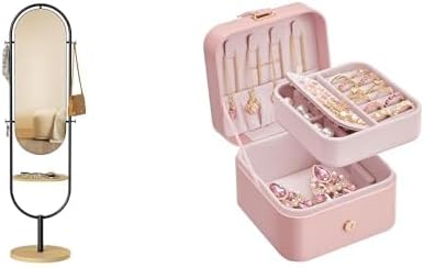 SONGMICS Full-Length Floor Mirror, Jewelry Box, Travel Jewelry Case, ULFM007Y01 and UJBC185R02