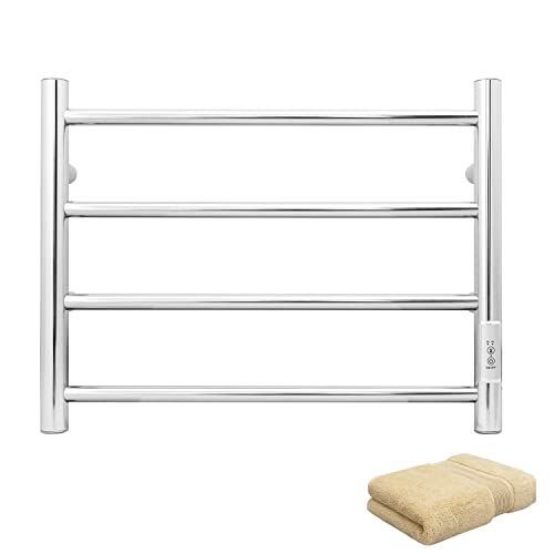 KEG Towel Warmer Wall Mounted with Built-in Timer 4 Bars Electric Stainless Steel Heated Towel Racks...