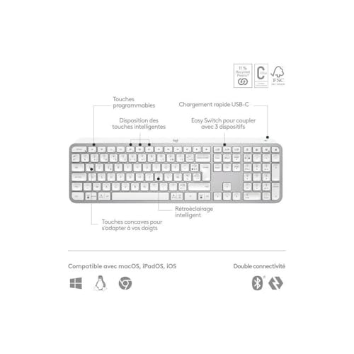 Logitech MX Keys S Kabellos Tastatur - FRA AZERTY – Ansicht 6