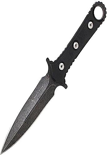 Smith & Wesson SWF606 8.6in High Carbon S.S. Full Tang Fixed Blade Knife with 4.4in Duel Edge Blade and TPE Handle for Outdoor, Tactical, Survival and EDC