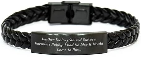 Leather Tooling Gifts from Men to Women, Interlaced Leather Bracelet for Valentine's, Started Out As A Harmless Hobby image 2