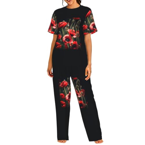 Pyjama short femme coquelicot pour des soirées cocooning et des nuits d'été douces
