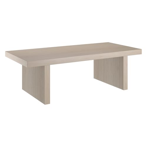 Henn&Hart 48" Modern Fluted Coffee Table, Beech White