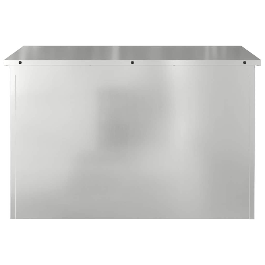 Contenitore esterno argento 80 x 50,5 x 50 cm, in acciaio zincato, resistente alle intemperie, per giardino, terrazza, organizzazione all'aperto, 14,1 kg