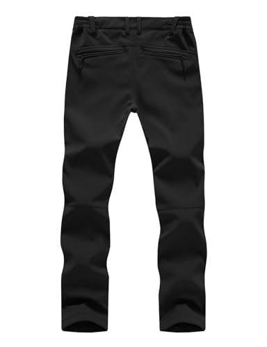 donhobo Damen Wanderhose Outdoorhose Wasserdicht Softshellhose Winddicht Warm Gefüttert Snowhose Skihose Winter Trekkinghose, Schwarz, L